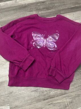 Cat & Jack Girls Magenta Purple Butterfly Sweatshirt